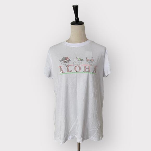 Primark T-Shirt Aloha White NWT L - Picture 1 of 7